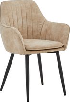 Colenis® - Chaise de salle à manger Lavinia - Set de 6 - Beige - Tissu microfibre - Avec accoudoirs