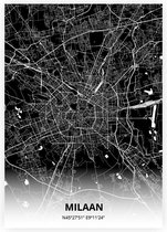 Milaan plattegrond - A4 poster - Zwarte stijl