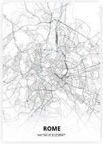 Rome plattegrond - A4 poster - Zwart blauwe stijl