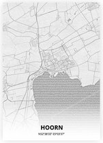 Hoorn plattegrond - A3 poster - Tekening stijl