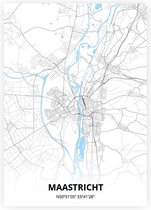 Maastricht plattegrond - A4 poster - Zwart blauwe stijl