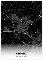 Hengelo plattegrond - A3 poster - Zwarte stijl