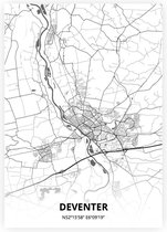 Deventer plattegrond - A4 poster - Zwart witte stijl
