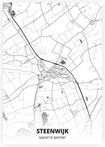 Steenwijk plattegrond - A2 poster - Zwart witte stijl