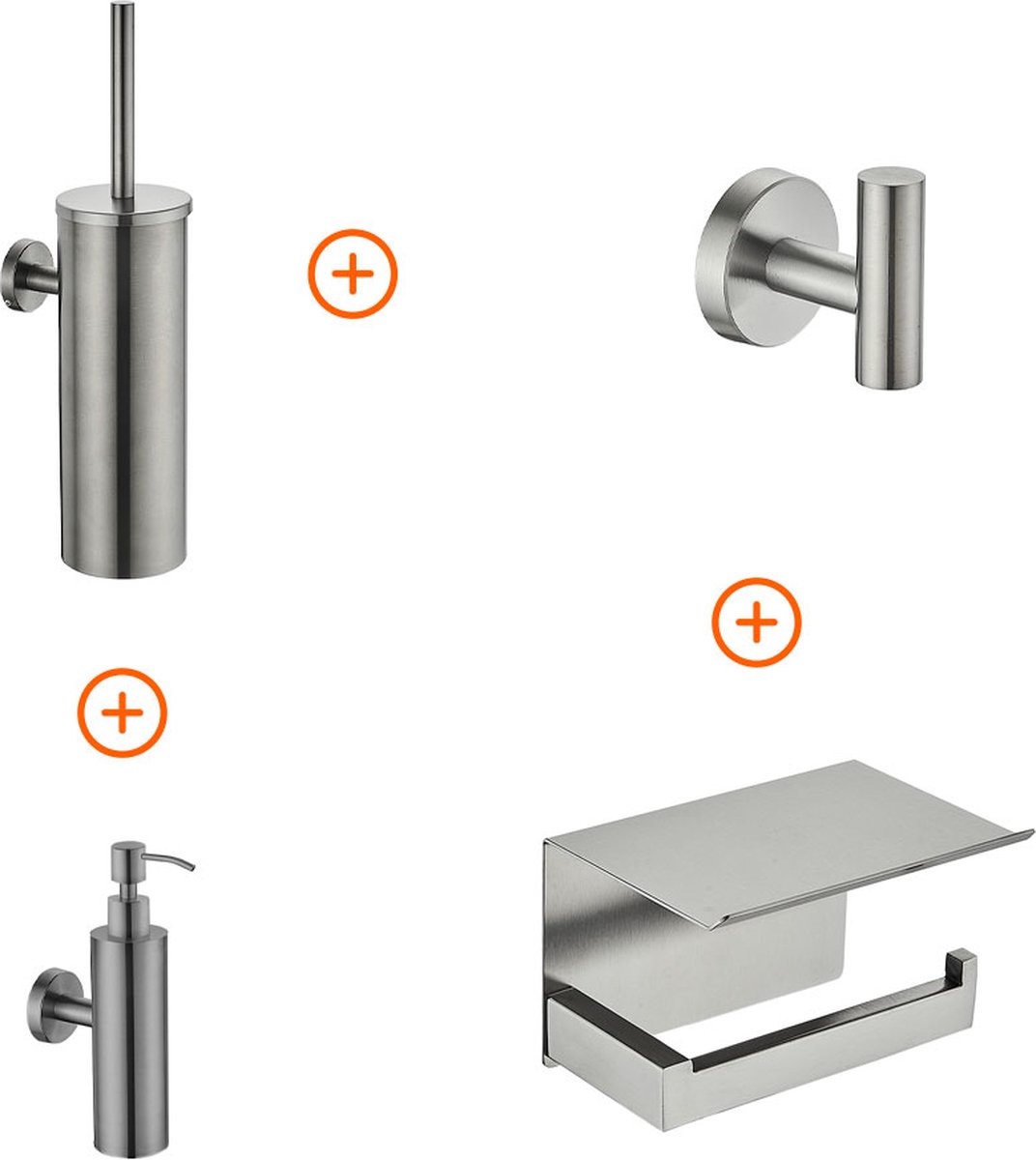 Toilet accessoires set Gun metal design met zeepdispenser