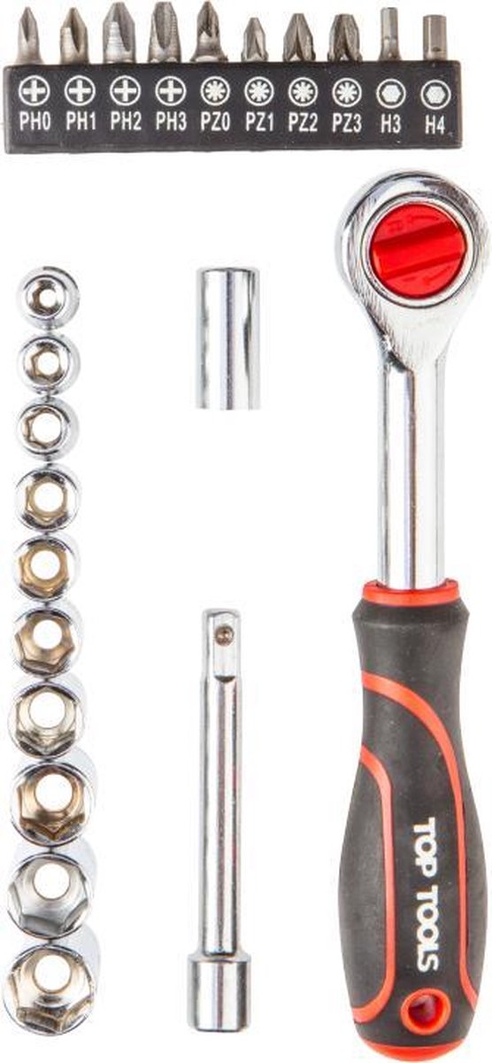 Top Tools Doppenset 1/4 23 Delig In Blister