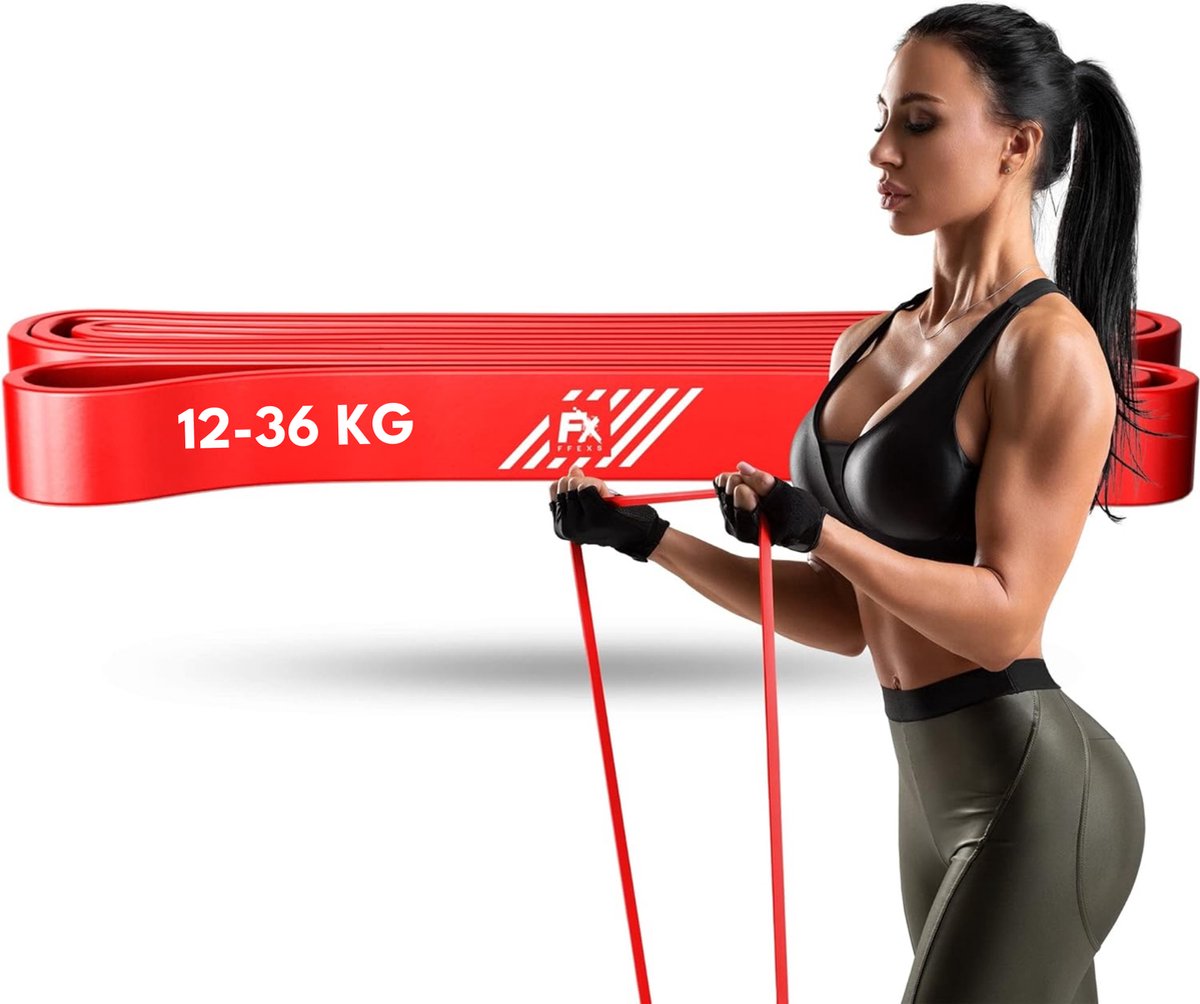 FX FFEXS Fitness Weerstandsbanden - Resistance Band Heavy Rood - Fitness Elastiek - Sport Elastiek Banden - Fitness Band - Pull Up Band - Extra Sterk - Inclusief 2 Jaar Garantie