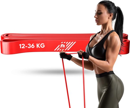 FX FFEXS Fitness Weerstandsbanden - Resistance Band Heavy Rood - Fitness Elastiek - Sport Elastiek Banden - Fitness Band - Pull Up Band - Extra Sterk - Inclusief 2 Jaar Garantie