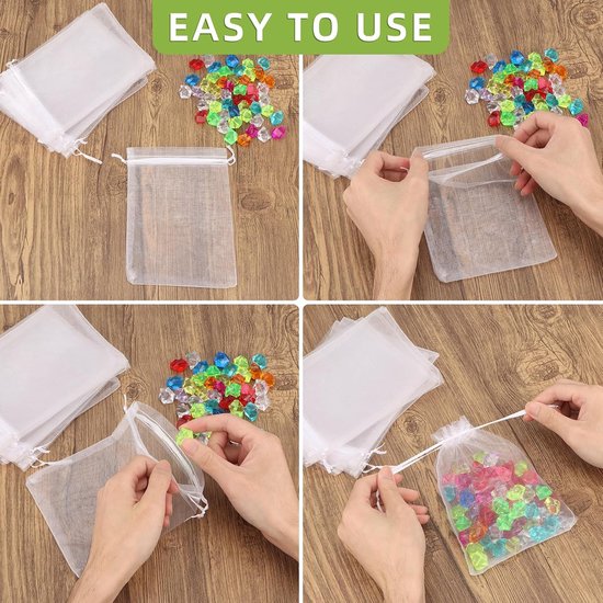 100 pièces Sachets en organza - Wit - 13*18 cm - Sachets de fête - Sachets à bonbons - Sachets cadeaux - Sachets à distribuer - Sachets à bijoux - Sachets de mariage, Sachets de lavande, Sachets de dragées de mariage - Sachets en organza