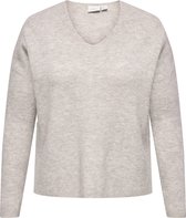 Only Carmakoma Trui Carcamilla V-neck L/s Pullover Knt 15327166 Pumice Stone Detail:melange Dames Maat - W42 X L44