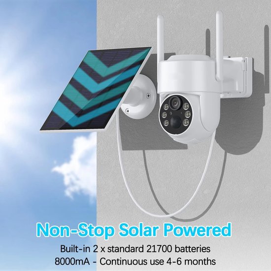 Rustive Beveiligingscamera - met Wifi en App - 4 Mp - 128G opslag - Batterij op Zonnepaneel - Nachtzicht - Camera voor Buiten - Wit van Rustive — afbeelding 4