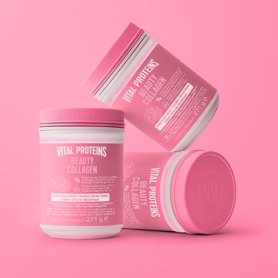 Vital Proteins - Beauty collageen - 15 gram Peptiden Rundercollageen - Gehydrolyseerd - Biotine en Hyaluronzuur - Aardbei Citroensmaak - 271 gram -