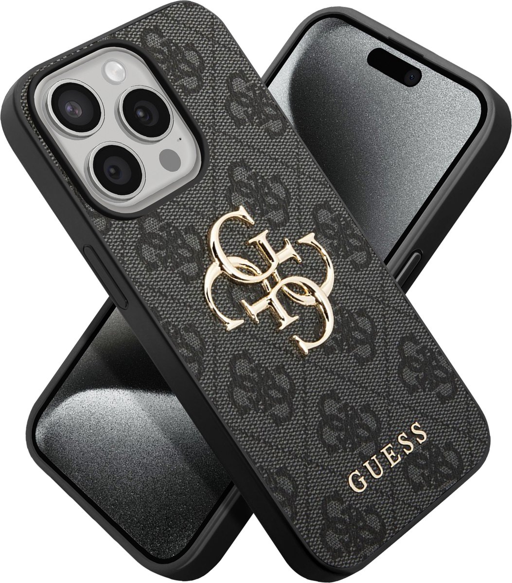Guess 4G Metal Logo Back Case - Geschikt voor Apple iPhone 15 Pro (6.1") - Grijs