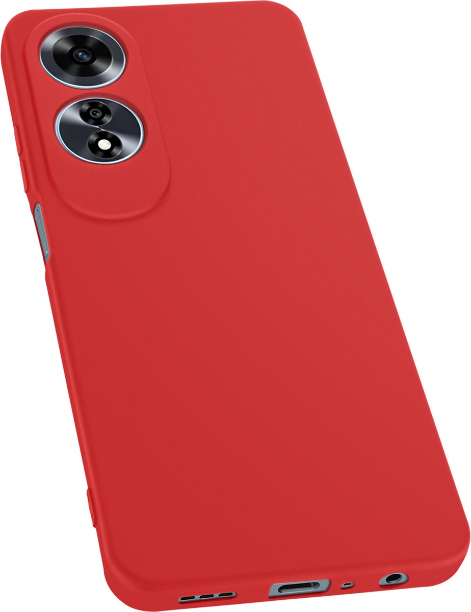 Avizar Hoesje Geschikt voor Oppo A60 Semi-stijve Soft-touch Anti-sporen, Rood