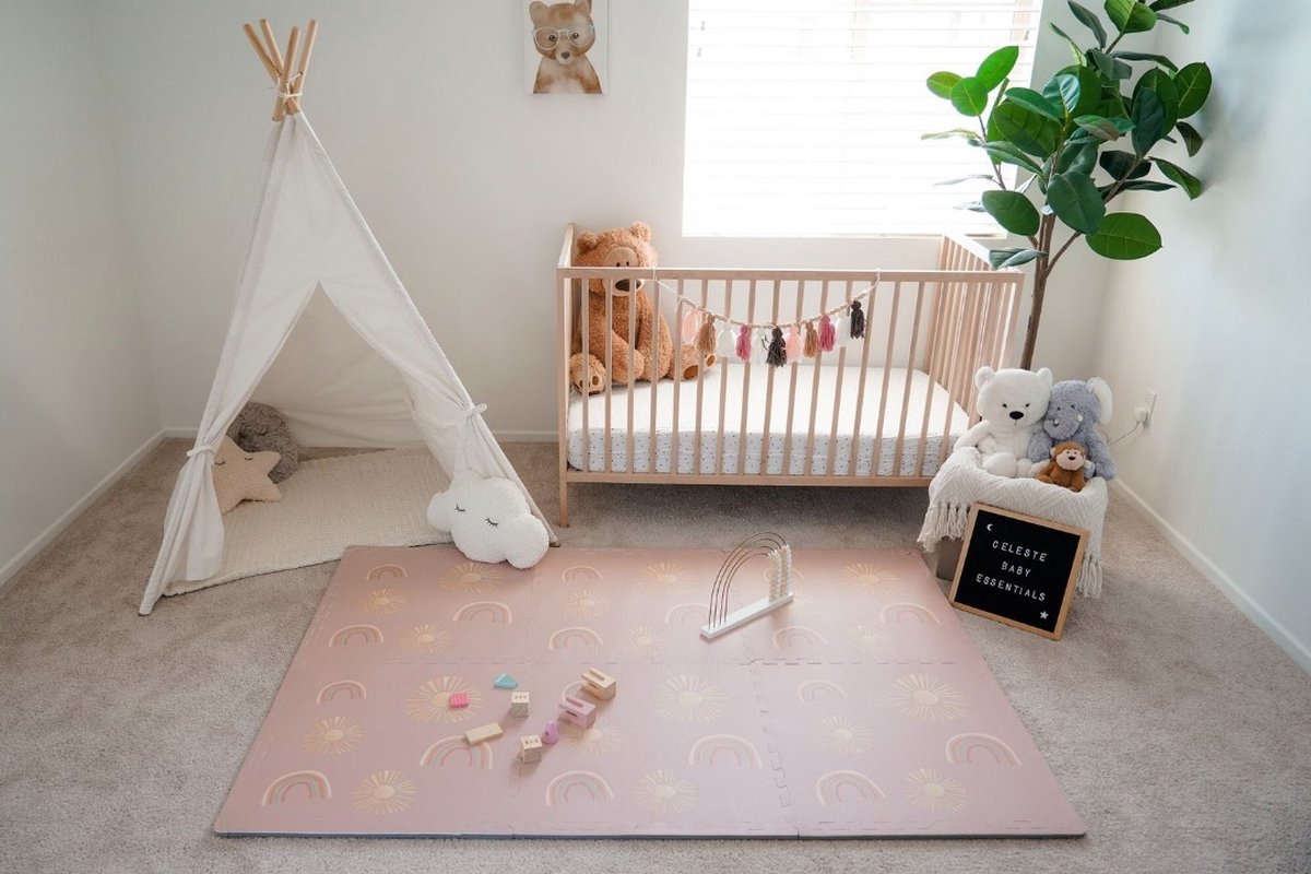 NilaFee® - Speelkleed - Speelmat - Puzzelmat - Baby - Foam - 120 x 180 cm - Uitbreidbaar - Yoga mat - Fitnessmat - Vloerbeschermer - Rainbow Pink — afbeelding 4