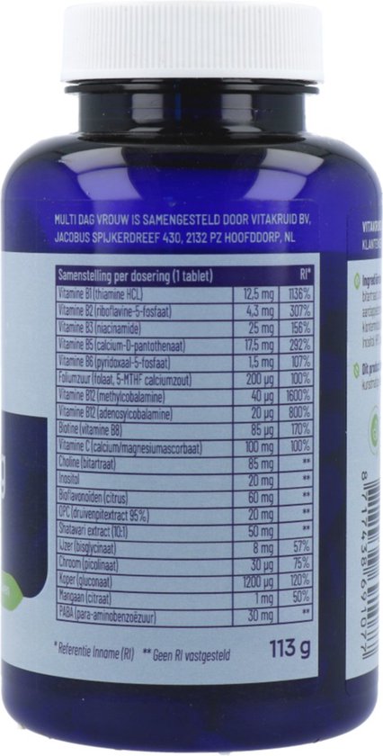 Vitakruid Multi Dag vrouw Voedingssupplement - 90 tabletten