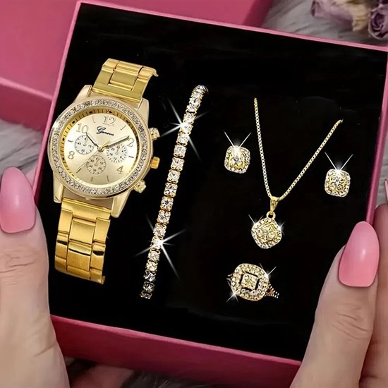Coffret Cadeau Montre Femme Alliage Or Luxe - Ensemble 3 Pièces Étanché Avec Bracelets Interchangeables