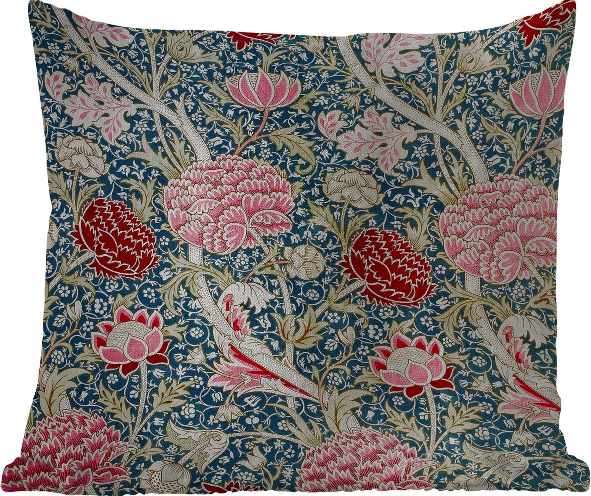 Buitenkussen - Bloemen - Rood - Kerst - Roze - 45x45 cm - Weerbestendig