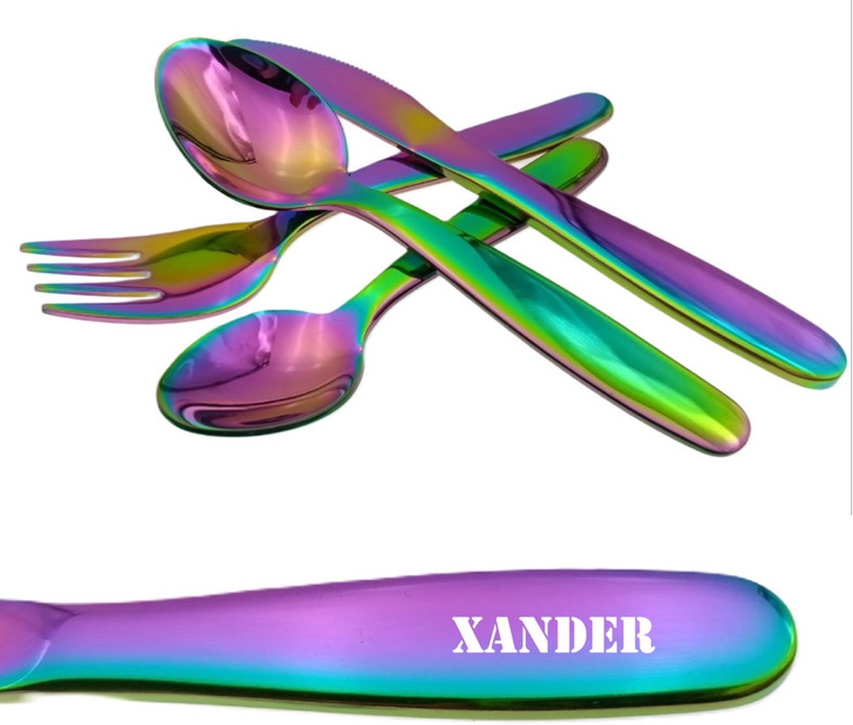 Goedkoopste Kinderbestek Met Stoere Naam Gravering - Xander - Olie