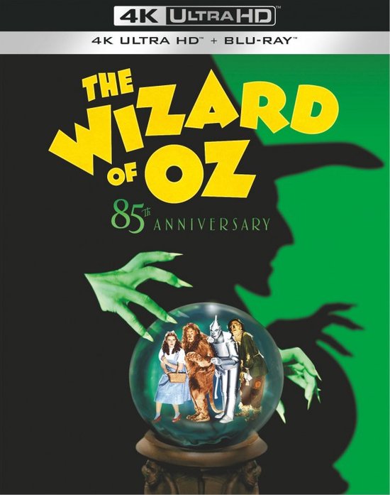 The Wizard of Oz 85th Anniversary editie met Dorothy, Leeuw, Blikken Man en Vogelverschrikker in een glazen bol.