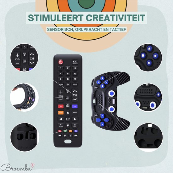 Télécommande Bébé + Téléphone Bébé - Anneaux de dentition 100% Silicone - Jouets Bébé - Broemba® Rome