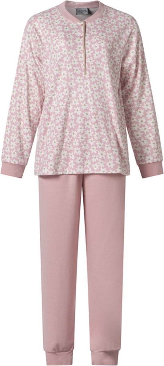 Lunatex warme dames pyjama 124227 interlock - bloemenprint - roze