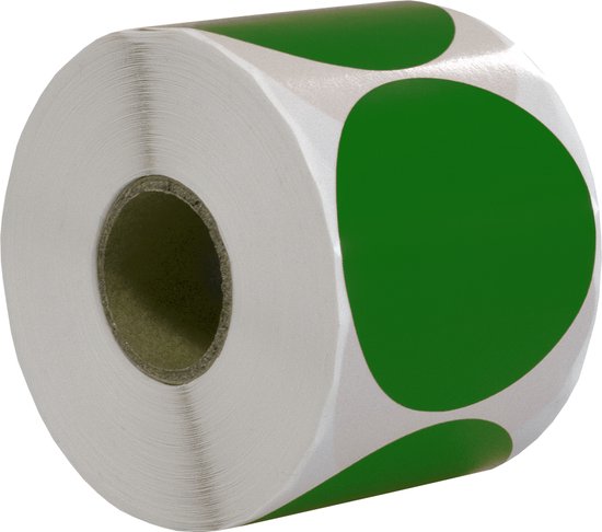 500 Etiketten Rond Groen 50 mm op Rol - Sluitzegel - Markeringspunten ...