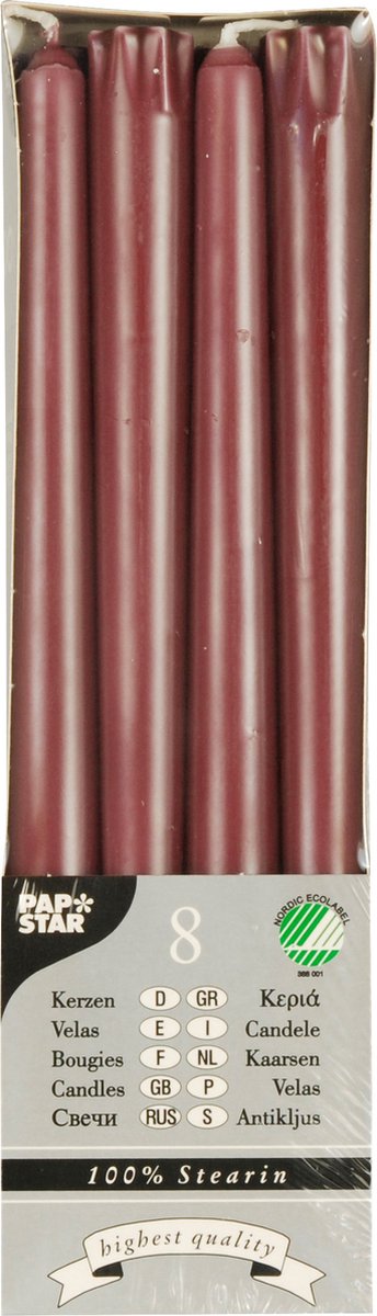 Conpax Candles Dinerkaarsen/kandelaarkaarsen Nordic - 8x stuks - koper bruin - 7 branduren - 25 cm