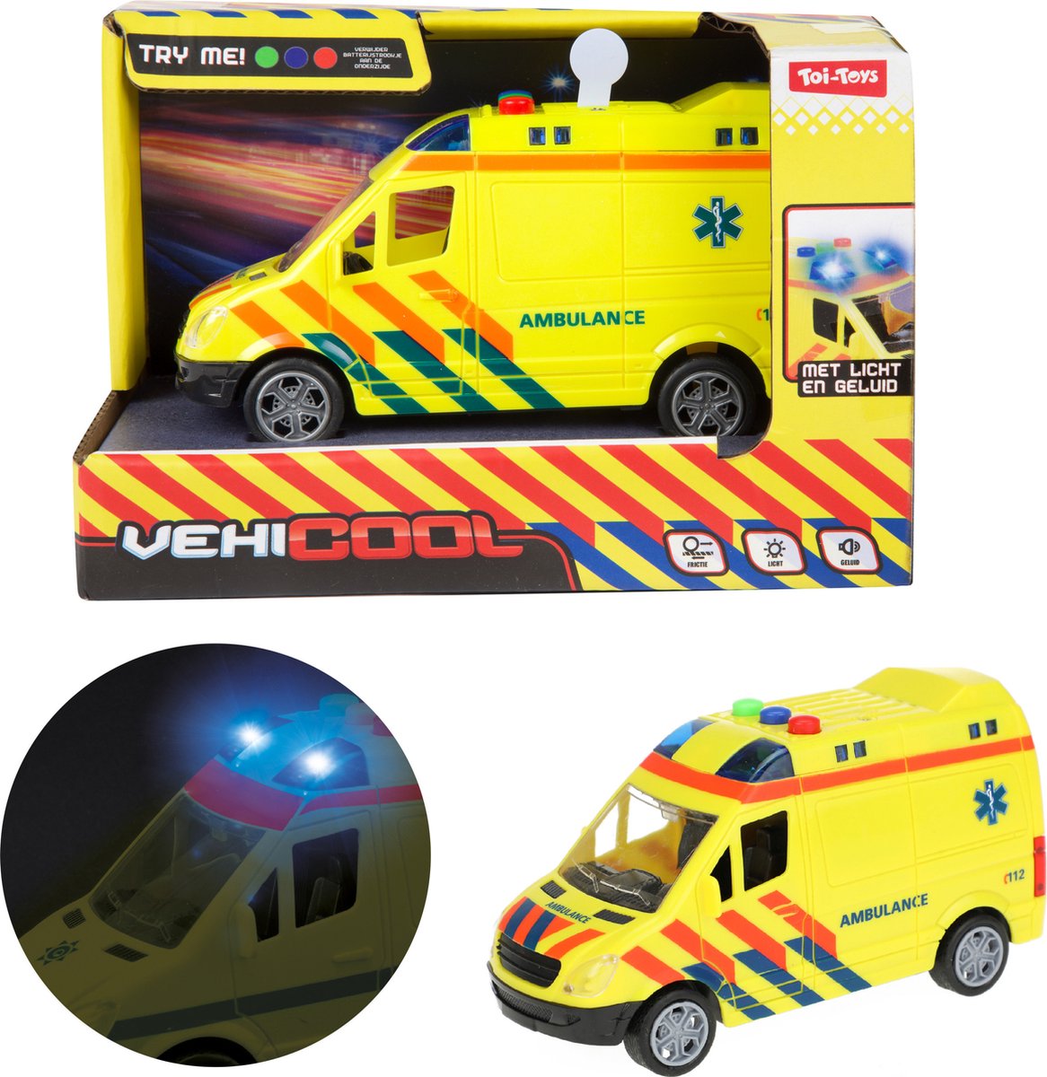 Toi-Toys Ambulance - speelgoed auto - frictie - licht en geluid - speelgoed — afbeelding 2