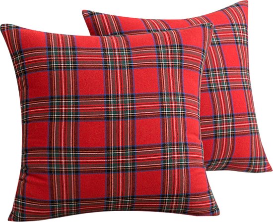 Foto: Kussenhoes 2 stuks kerst kerstversiering sierkussen case bed sofa home decor plaid rood 45 45 cm geen kern sierkussenhoes