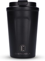Castagnola Thermosbeker - Koffiebeker To Go - Travel Mug voor Koffie en Thee - Theebeker - 380 ML - RVS - Zwart