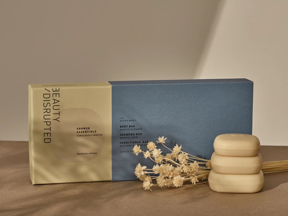 Goedkoopste Beauty Disrupted - Shower Essentials - Shampoo, Conditioner en Body bar - Ocean Magic - Jane Goodall Institute France - Giftset