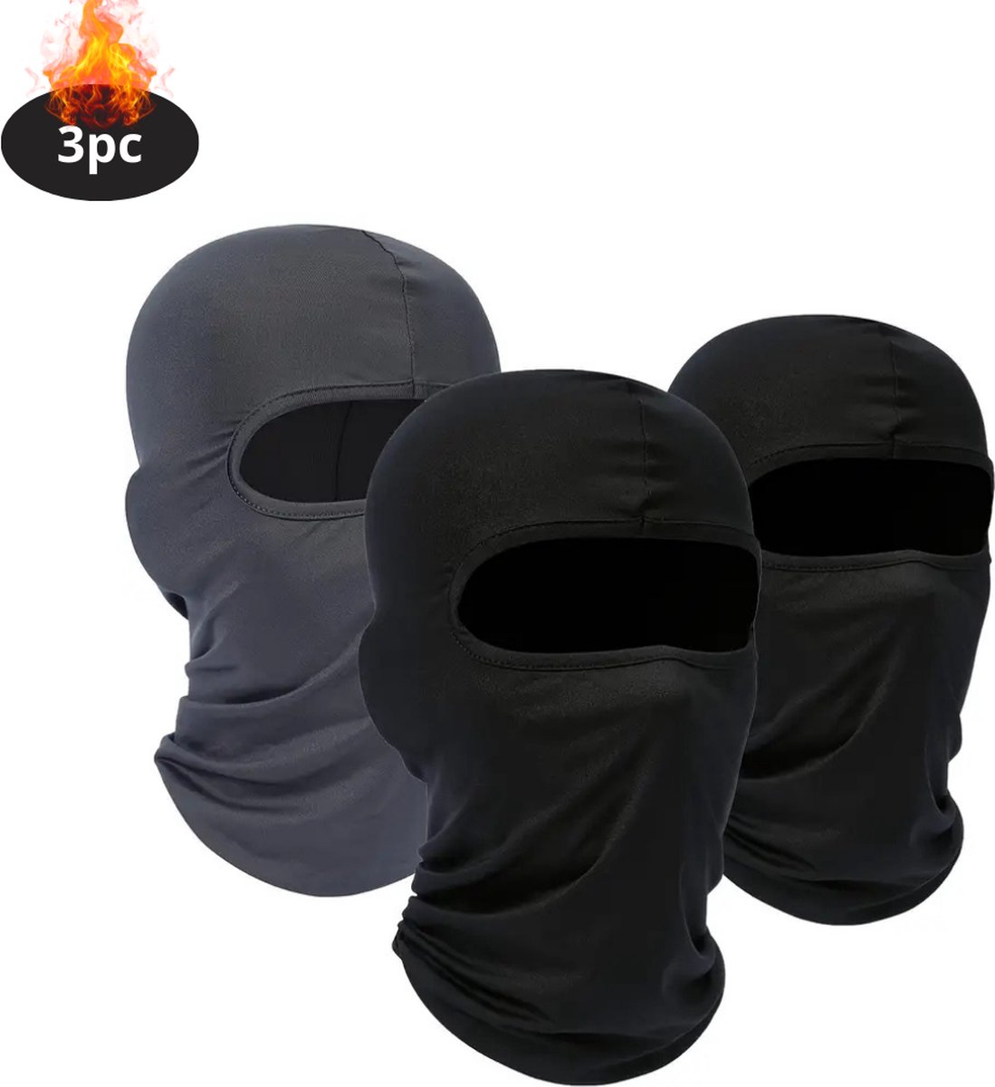 Nivard Winter Masker Balaclava Ski Mask Ski Masker Bivakmuts Full Face Mask 2x + Zwart