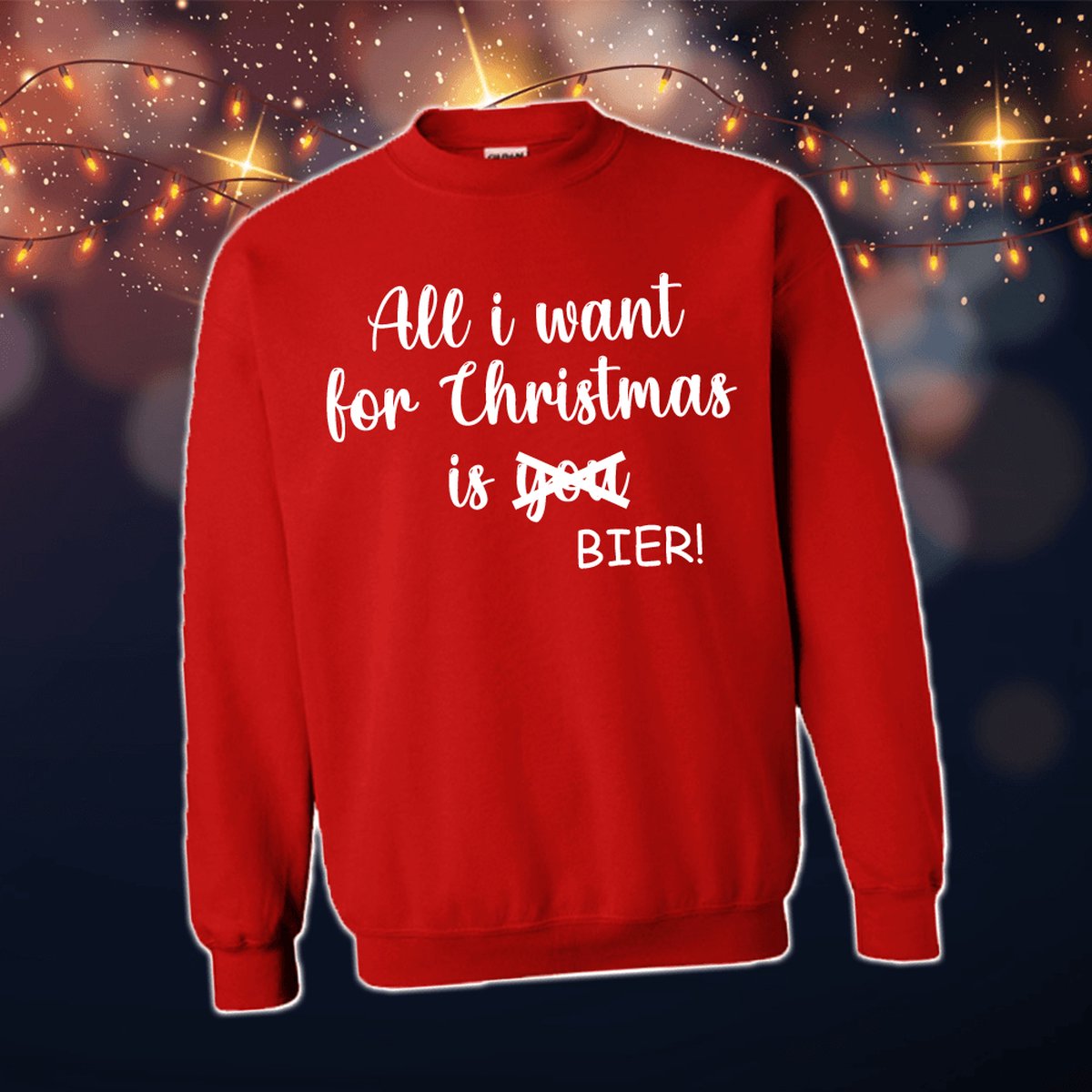 Foute Kersttrui Dames & Heren - Kersttrui met tekst All i want for christmas is you/bier! | Kersttrui Maat L | Kersttrui Dames - Kersttrui Heren - Grappige Kersttrui met tekst | Namengigant | Incl. 2 jaar garantie