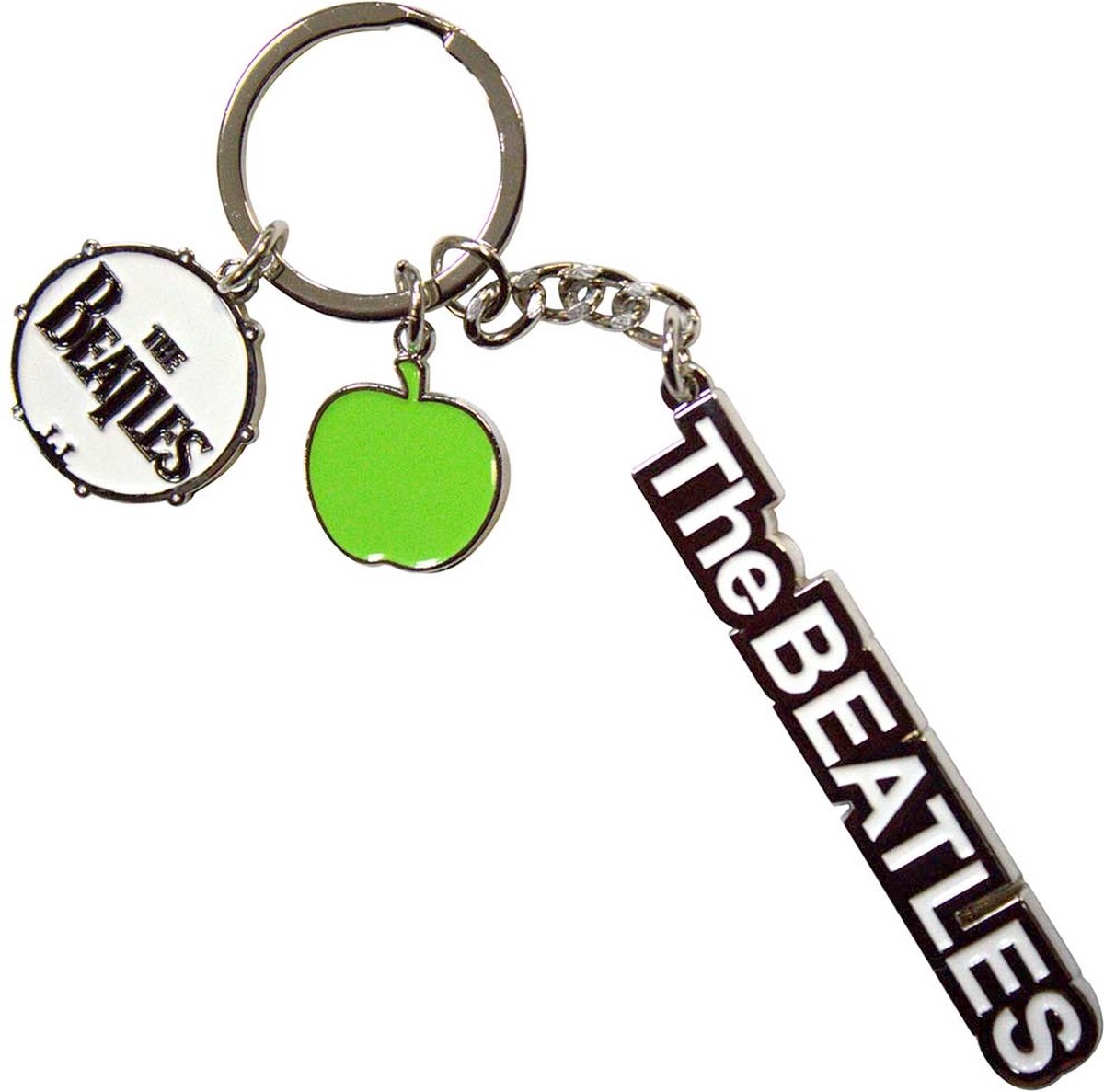 The Beatles - Text Logo Drop T Drum & Apple Charms Sleutelhanger - Multicolours