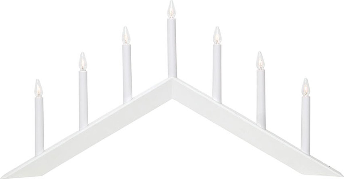 Star Trading Arched Candles 'Arrow', 7-vlammig, elektrisch, hout, wit, H 36 cm, B 69 cm