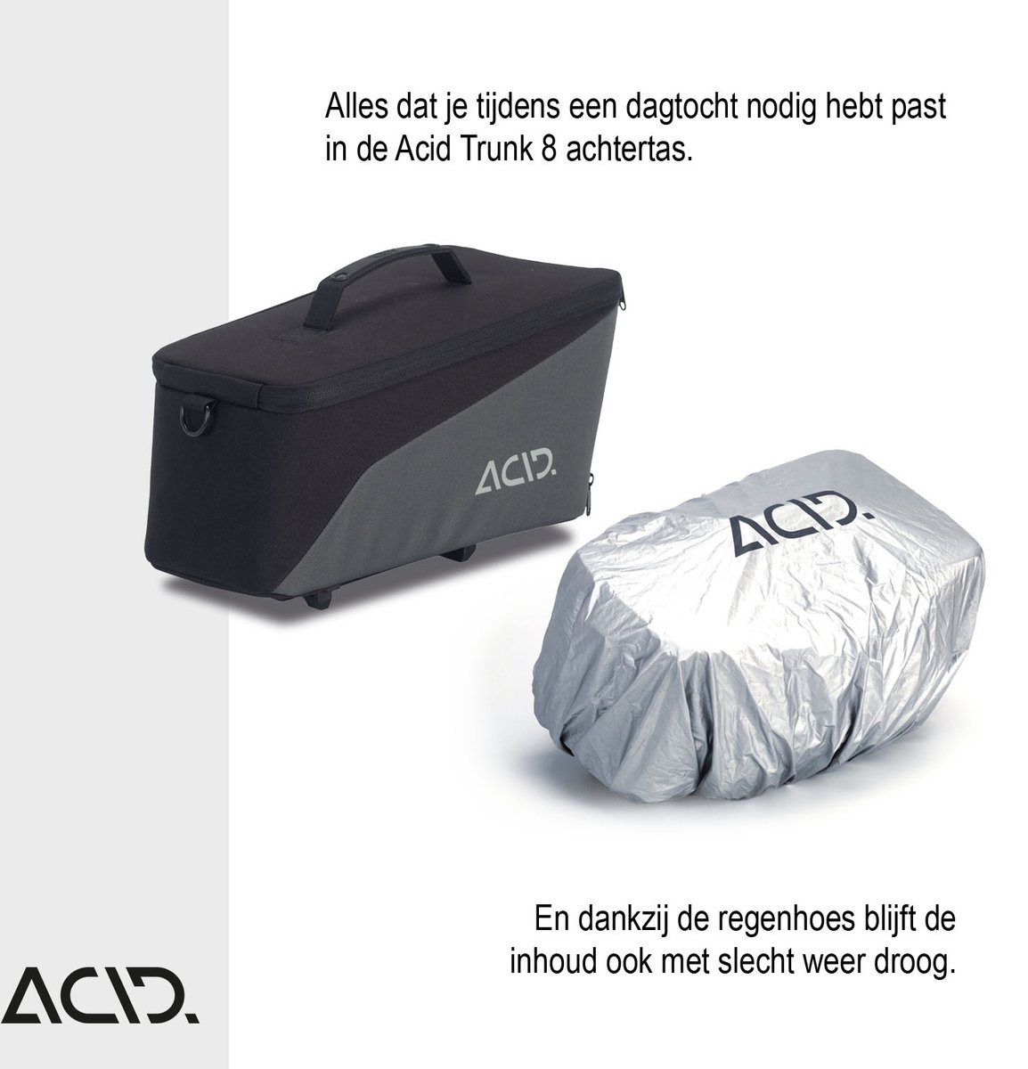 ACID Fietstas TRUNK - Waterbestendig - Reflecterende elementen - Inh. 8L - TPU - Zwart