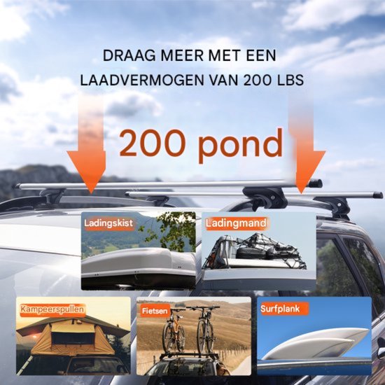 Wiltec Dakdragers Universeel – 120 Cm, 90 Kg Draagvermogen, Aluminium, Met Sloten – Past Op De Meeste Auto’s