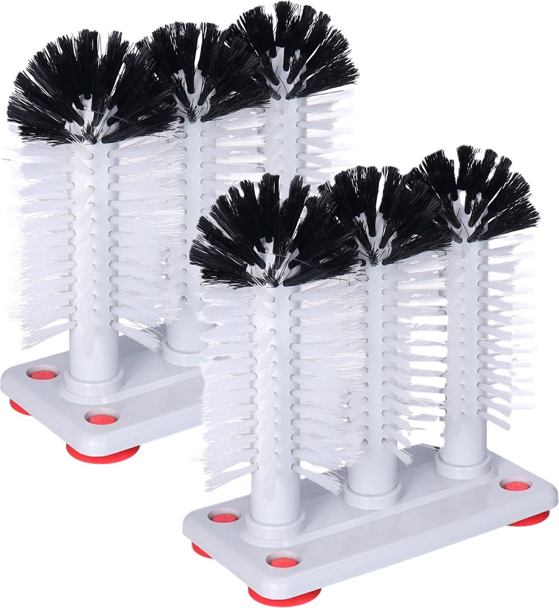 Goedkoopste Buemag Spoelborstels - 2x - 3 borstels - bierglazen - 19 x 18 x 10 cm - grijs - glazenwasborstel