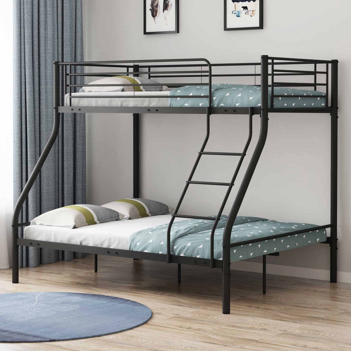 Stapelbed Trixie 90x200 & 140x200 - Metaal - Mat Zwart - Emob Exclusive - Stapelbed - Zwart - Metaal Triple Stapelbed