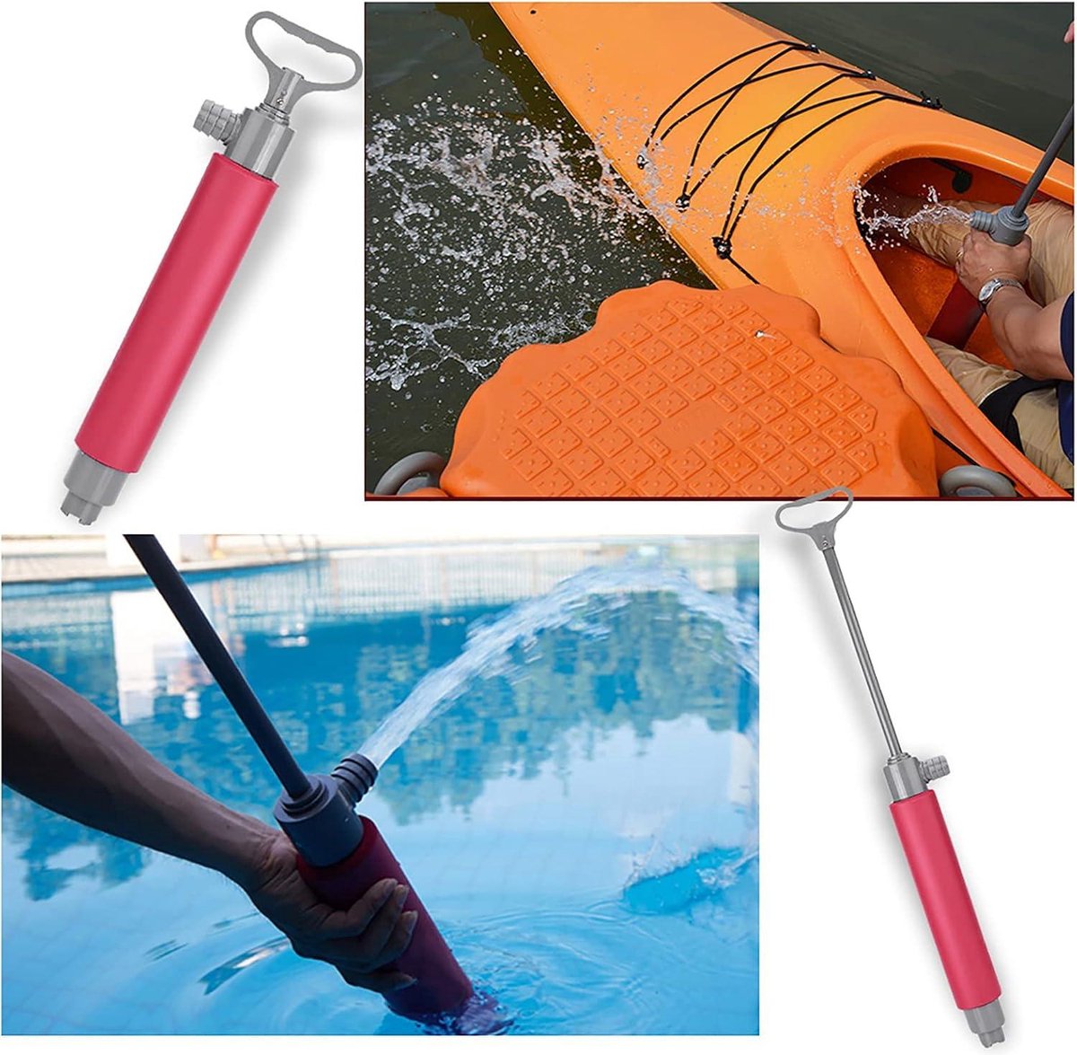 46 cm handpomp duurzame kajak - Drijvende handlenspomp - kano watersport accessoires - Rood