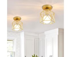 Industriële Plafondlamp - Vintage Stijl - Geschikt voor Diverse Ruimtes - 2 Stuks - Goud - Ijzer - 15 cm