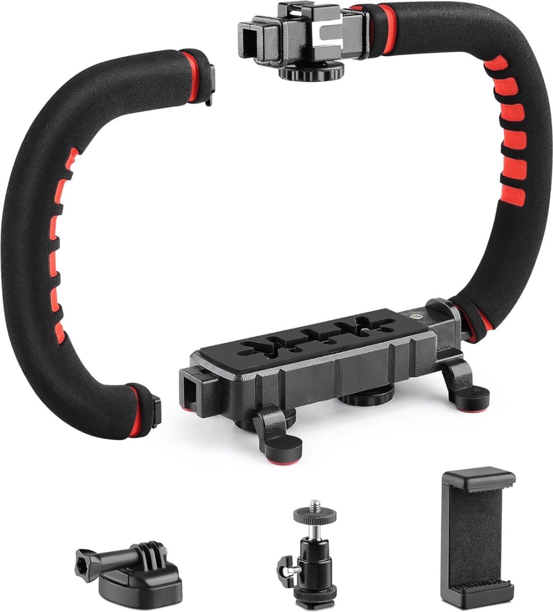 Camera Smartphone Stabilisator, Opvouwbare Handgreep, video-rig, compatibel met alle Camera's, Camcorders, Actiecamera