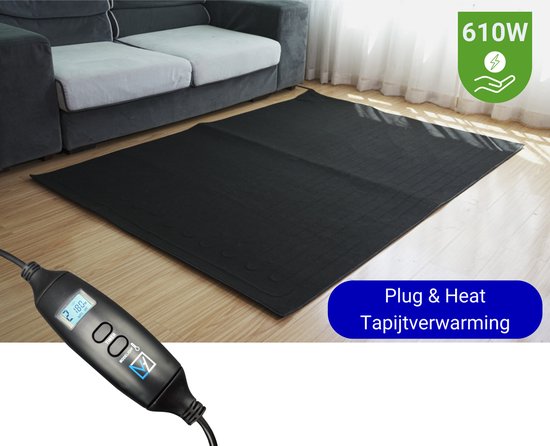 Foto: Vh tapijtverwarming stromboli met 8 warmtestanden 160 x 230 cm 610 watt bijverwarming lcd controller met timer past onder bestaand tapijt