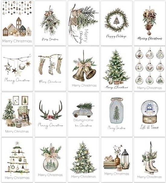 Kerstkaarten | Set van 6 dezelfde kaarten | Daken in de sneeuw | Illu-Straver