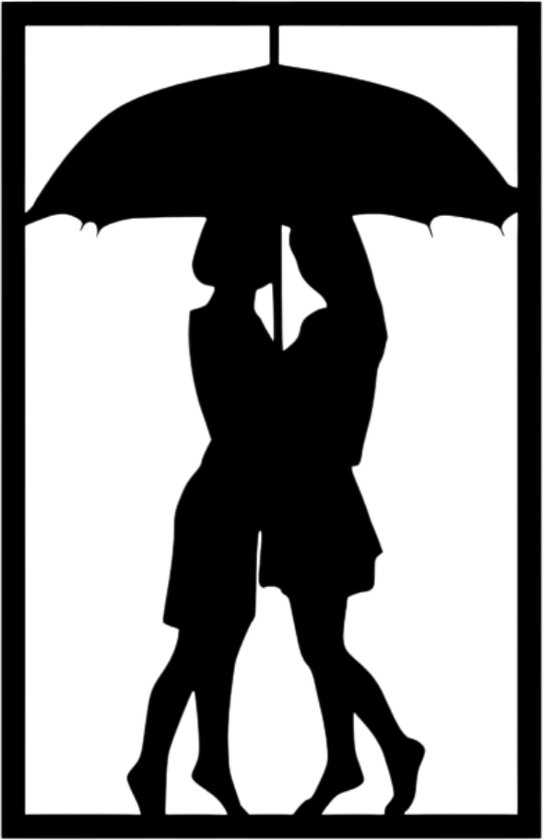 Djemzy - décoration de fenêtre salon/chambre - moustiquaire - volet de fenêtre - décoration de rebord de fenêtre - bois - noir - amour - gay - Panneau de fenêtre couple lesbien sous parapluie - MDF 6 mm