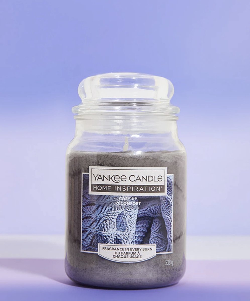 Yankee Candle Gezellige Reconfort, Sandelhout Grote Pot 538g Grijs