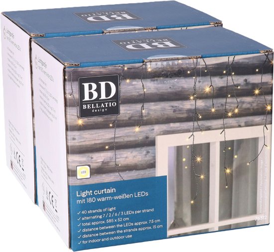 Guirlandes lumineuses Bellatio Decorations - 2x - 180 LED - blanc chaud - 6 m - Lumières de Noël - glaçons