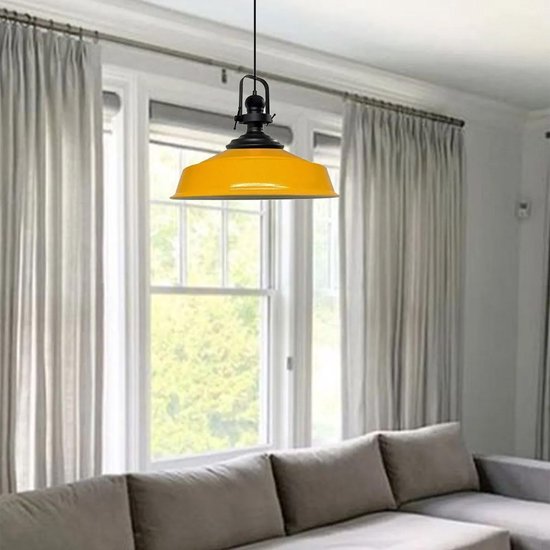 Bamyum Black-Asletl Lampe à suspension industrielle en métal jaune Ø40 cm, lampe à suspension Vintage , lampe à suspension E27