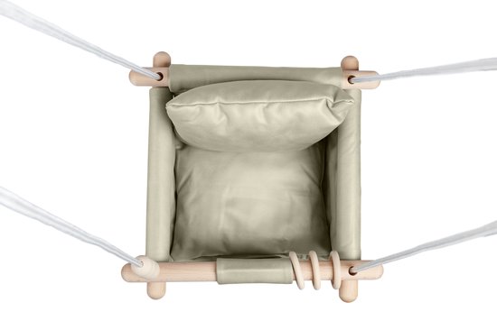 Luxe Baby / Kinder Schommel voor binnen of buiten! - Baby Swing Beige - Schommelstoel inclusief Zachte Kussens, Veiligheidsriem en Bevestigingsmaterialen - Gemonteerd Verzonden! BEKEND VAN TV!